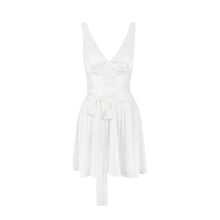 Load image into Gallery viewer, Dress Sexy Deep V Plunge Lace up Slim Fit Backless White Short Sexy Sleeveless Dress Women Sexy Women Clothing