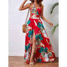 Load image into Gallery viewer, Real Shot Tropical Printing Thigh Fork Sling Dress