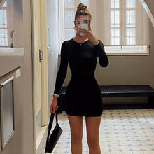 Load image into Gallery viewer, Women Clothing Summer Solid Color round Neck Backless Slim Fit Hip Bag Dress Sexy
