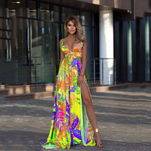 Load image into Gallery viewer, Sundress Spring New Leaf Four-Sided Stretch Dress Bohemian off-the-Shoulder Strap Tube Top Mop Dress Boho Vacation Maxi Dresses
