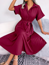 Load image into Gallery viewer, Summer Casual Loose Solid Color Tied Shirt Dress Maxi Dress Women Clothing