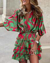 Load image into Gallery viewer, Women Batman Sleeve V Neck Irregular Hem Dress