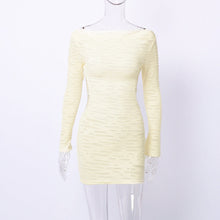 Load image into Gallery viewer, Autumn off the Shoulder Beauty Back Hollow Out Cutout out Tight Sexy Sheath Long Sleeve Texture Dress