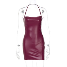 Load image into Gallery viewer, Women Clothing Spring Faux Leather Sexy Solid Color Tube Top Halter Sexy Tight Hip