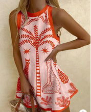 Load image into Gallery viewer, Printed Linen Sleeveless Mini Dress Women