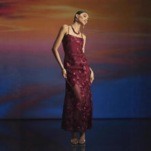 Load image into Gallery viewer, Embroidered Strap Lace up Backless Low Cut Elegant Maxi Dress