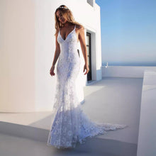 Load image into Gallery viewer, Women Sexy V neck White Cami Maxi Dress
