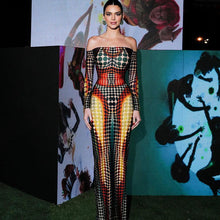 Load image into Gallery viewer, Spring Women Clothing Featured Faux off Neck Stitching Long Sleeve Slim Expansion Dress