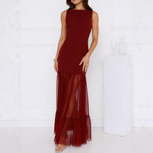 Load image into Gallery viewer, Summer Women Sleeveless Mesh Stitching Tight Sheath Transparent Backless Women Summer Dress