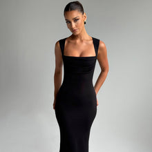 Load image into Gallery viewer, Women Clothing Spring Summer Slim Fit Square Collar Sleeveless Waist Slimming Dress