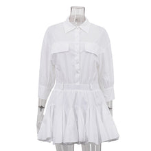 Load image into Gallery viewer, Women Clothing Casual Short A line Dress Cotton Collared 3/4 Sleeve French Shirt Dress