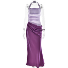 Load image into Gallery viewer, Spring Summer Sexy Backless Halter Satin Maxi Dress Sexy Hollow Out Cutout Sleeveless Dress