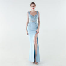 Load image into Gallery viewer, Heavy Industry Boning Corset Waist Binding Rhinestone Floral Evening Dress