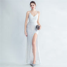 Load image into Gallery viewer, High Density Sequ Binding Waist Shaping Side Slit High End Evening Dress