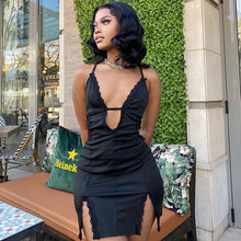 Load image into Gallery viewer, Women Clothing Suspender Cutout Street Hipster Lace Patchwork Slit Hip Dress