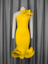 Load image into Gallery viewer, Elegant Half Turtleneck Ruffled Dress off Shoulder Ruffled Hem Cocktail Evening Dress