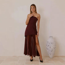 Load image into Gallery viewer, Tube Top Sleeveless Dress Ladies Stitching Mesh Maxi Dress