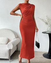 Load image into Gallery viewer, Women Clothing Shein Sleeveless Back Slit Pleated Tight Dress