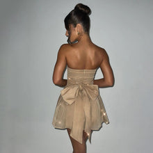 Load image into Gallery viewer, Arrival Dress Sexy Trend Mesh Stitching off Neck Tube Top Backless Short Dress for Women