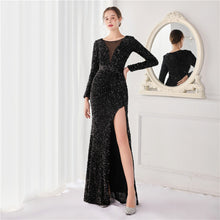 Load image into Gallery viewer, Cocktail Elegant Long Long Sleeve Sequined Atmosphere Fishtail Evening Dress