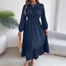 Load image into Gallery viewer, Autumn Winter Solid Color Elegant Wooden Ear Cinched Pleated Maxi Dress Women Clothing