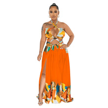 Load image into Gallery viewer, Women Wear Contrast Color Lace up Sleeveless Wrapped Chest Dress