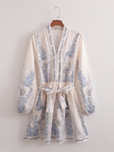 Load image into Gallery viewer, Spring Women Clothing Positioning Printing Pullover V neck Series Belt Long Sleeve Dress