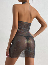 Load image into Gallery viewer, Summer Sexy Rhinestone Grid Turtleneck Dress Women