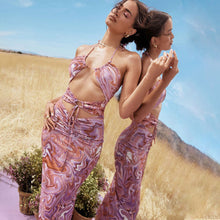 Load image into Gallery viewer, Summer Popular Women Clothing Halter Backless Lace Printing Dress Delivery