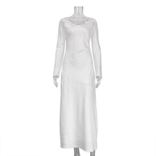 Load image into Gallery viewer, Autumn Winter Maxi Dress Women Solid Color Satin Round Neck Long Sleeve Loose Casual Dress