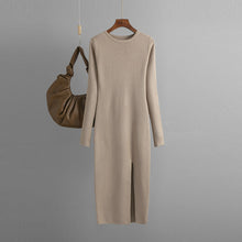 Load image into Gallery viewer, Autumn Winter Slim Fit Knitted Dress Women Inner Wear Outer Wear Mid Length Long Sleeve Tight Bottoming Hip