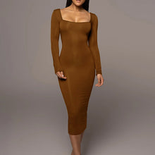 Load image into Gallery viewer, Winter Arrival Women's Sexy Sexy Slim Fleece Square Collar Long Sleeve Dress