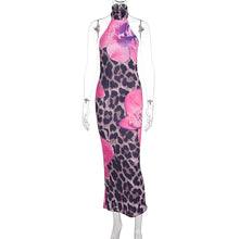Load image into Gallery viewer, Summer Women Clothing Sexy Leopard Print round Neck Backless Slim Fit Sheath Dress