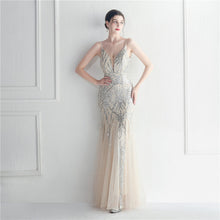 Load image into Gallery viewer, Popular Mesh Beads Sequined Dress Long Evening Dress Star Event Exhibition Stage