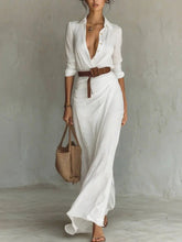 Load image into Gallery viewer, Women Clothing Autumn Elegant Graceful Sexy Solid Color Irregular Asymmetric Pleated Dress with Belt