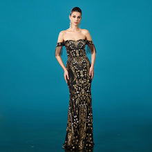 Load image into Gallery viewer, Women Clothing High Grade off Neck Tassel Sequined Fishtail Evening Dress Cocktail Dress Women