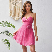 Load image into Gallery viewer, Summer Design Fairy Crepe Solid Color Sexy V neck Dress