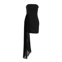 Load image into Gallery viewer, Spring Summer Women Simple Strapless Dress Ribbon Slim Black Elegant Dress