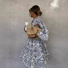 Load image into Gallery viewer, Dress Casual Printed 3/4 Sleeves Shirt Dress for Women