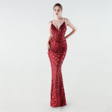 Load image into Gallery viewer, Heavy Industry Sequin Slim Deep Fishtail Evening Dress