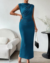 Load image into Gallery viewer, Women Clothing Shein Sleeveless Back Slit Pleated Tight Dress
