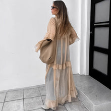 Load image into Gallery viewer, Khaki Autumn Winter Batwing Sleeve Dress Sun Protective Blouse Maxi Dress for Women