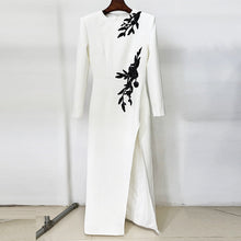 Load image into Gallery viewer, Dress Embroidered Beads Beaded Floral Long Sleeve Split Maxi Dress