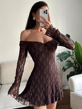Load image into Gallery viewer, Women Clothing Autumn Winter Women Dress Sexy Square-Neck Lace Long Sleeve Slim Fit Sheath Dress Women