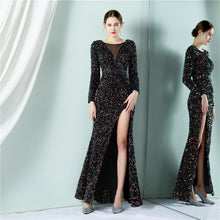 Load image into Gallery viewer, Cocktail Elegant Long Long Sleeve Sequined Atmosphere Fishtail Evening Dress