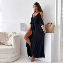 Load image into Gallery viewer, Women Clothing Solid Color Sexy Sling Half Sleeve Mid Length Dress