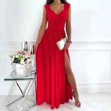 Load image into Gallery viewer, Women Clothing Sleeveless Backless Solid Color Wide Hem Split Women Clothing Dress