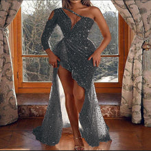Load image into Gallery viewer, Fall Women Clothing Plus Color Sexy One Shoulder Cocktail Dress Hip Dress