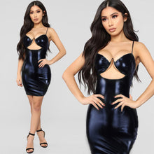 Load image into Gallery viewer, Summer Sexy Sling Women Hip Faux Leather Women Dress