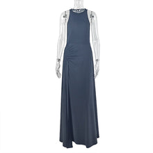 Load image into Gallery viewer, Women Clothing Fitted Waist Pleated Design Hip Dress Round Neck Sleeveless Dress